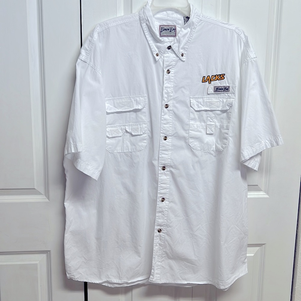 Bimini Bay White Short Sleeve Net Flap Back Sportsman’s Shirt Size 3XL